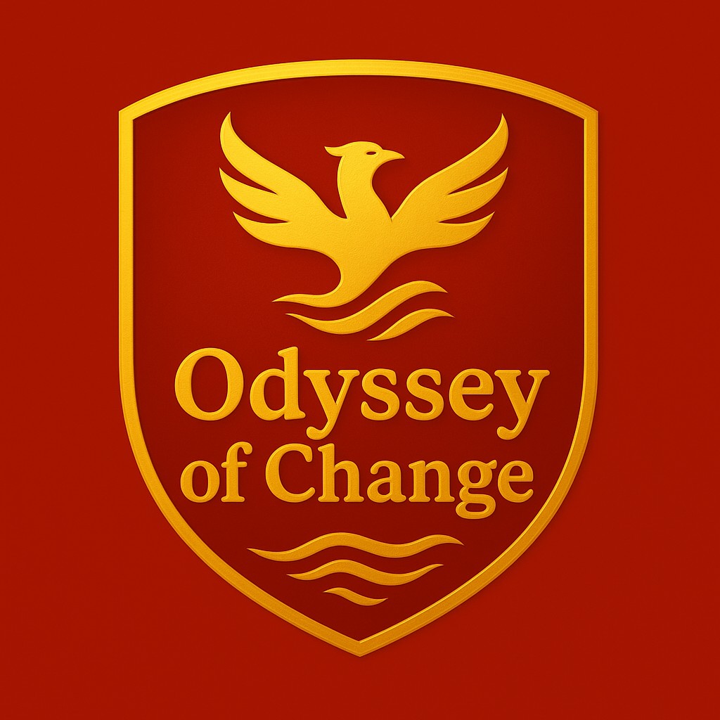 ODYSSEY OF CHANGE PROJECT LOGO, which has phoenix and waves which resembles long and transformative journey for change